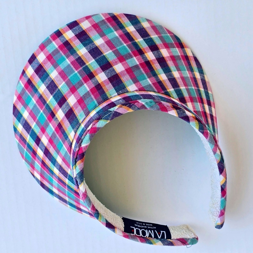 La Mode Womens Plaid Golf Visor Multicolor Canvas Active Headwear OSFA